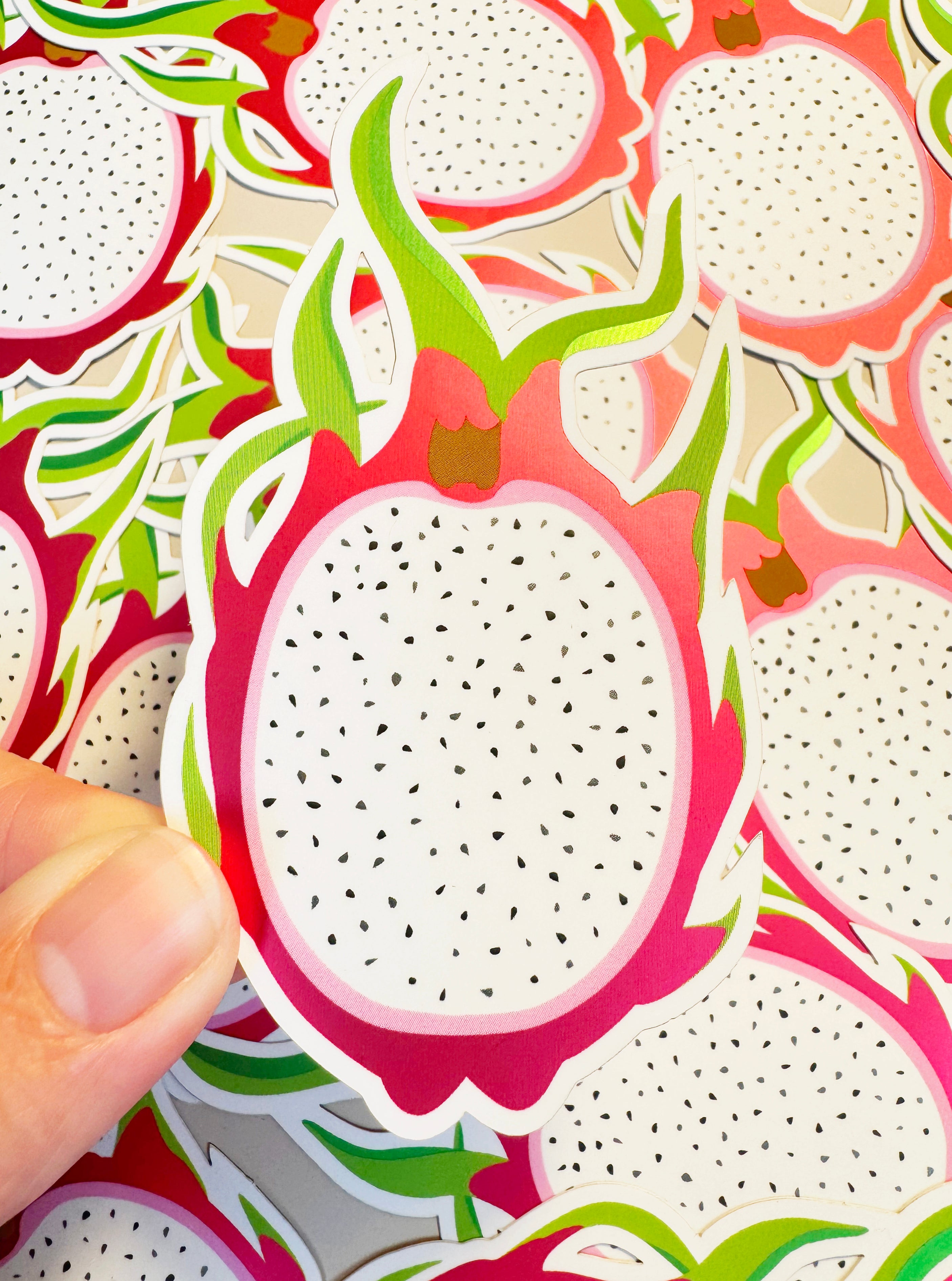 Dragonfruit Metallic Sticker